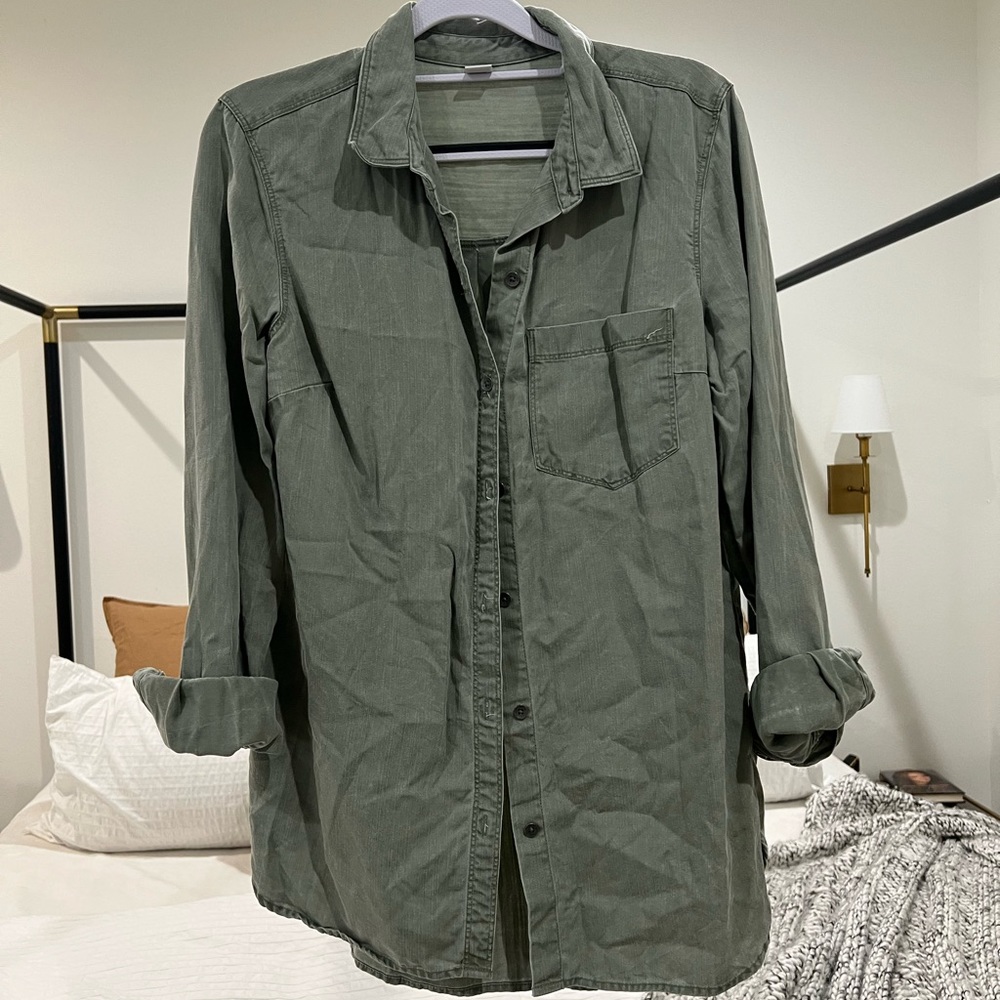 Green button down top